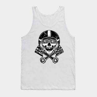 Abstract Skull Racer Helmet Crossed Pistons Tank Top